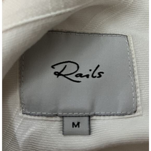 Rails Hunter Ivory Solid Long Sleeve Button Down Rayon Women's Top Size M - Picture 4 of 5